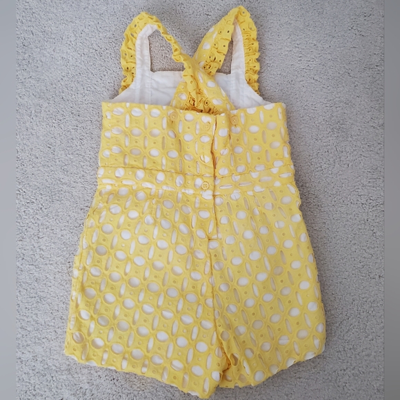 Janie and Jack Girls Eyelet Romper in Sunshine Yellow sz3 - Picture 2 of 14